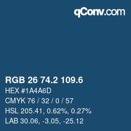 カラーコード: RGB 26 74.2 109.6 | qconv.com