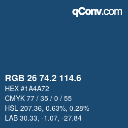 カラーコード: RGB 26 74.2 114.6 | qconv.com