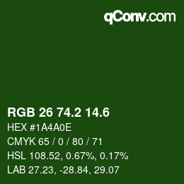 カラーコード: RGB 26 74.2 14.6 | qconv.com