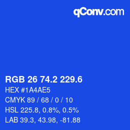 カラーコード: RGB 26 74.2 229.6 | qconv.com