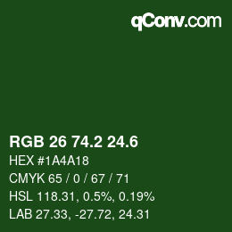 カラーコード: RGB 26 74.2 24.6 | qconv.com