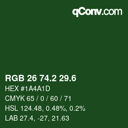 カラーコード: RGB 26 74.2 29.6 | qconv.com