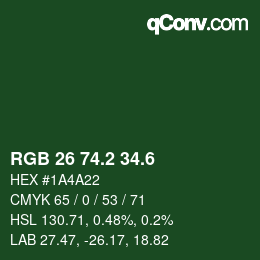 カラーコード: RGB 26 74.2 34.6 | qconv.com