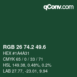 カラーコード: RGB 26 74.2 49.6 | qconv.com