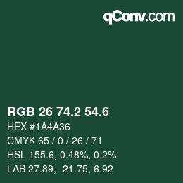 カラーコード: RGB 26 74.2 54.6 | qconv.com