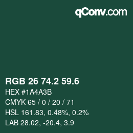 カラーコード: RGB 26 74.2 59.6 | qconv.com