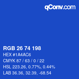 Color code: RGB 26 74 198 | qconv.com