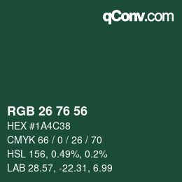 Color code: RGB 26 76 56 | qconv.com