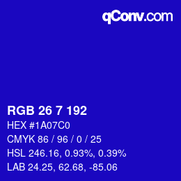 颜色代码: RGB 26 7 192 | qconv.com