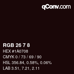 Color code: RGB 26 7 8 | qconv.com