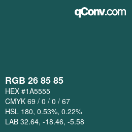 カラーコード: RGB 26 85 85 | qconv.com
