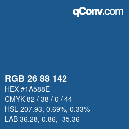 Color code: RGB 26 88 142 | qconv.com