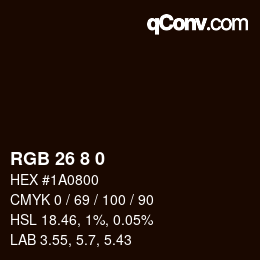 カラーコード: RGB 26 8 0 | qconv.com