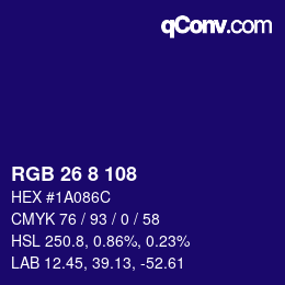 カラーコード: RGB 26 8 108 | qconv.com