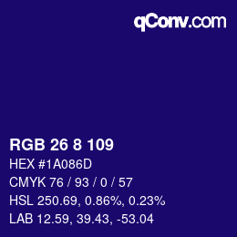 Color code: RGB 26 8 109 | qconv.com