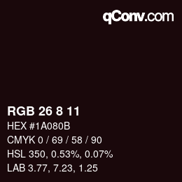 Color code: RGB 26 8 11 | qconv.com
