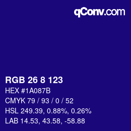 カラーコード: RGB 26 8 123 | qconv.com