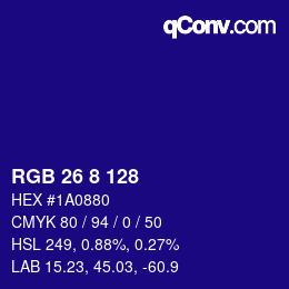 Color code: RGB 26 8 128 | qconv.com