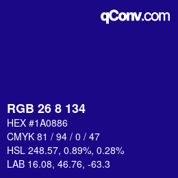 カラーコード: RGB 26 8 134 | qconv.com