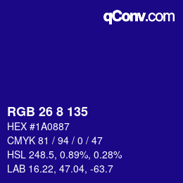 Color code: RGB 26 8 135 | qconv.com
