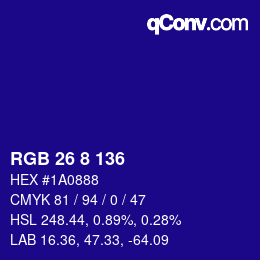 Color code: RGB 26 8 136 | qconv.com