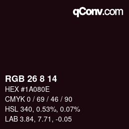 Color code: RGB 26 8 14 | qconv.com