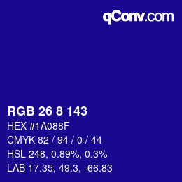 カラーコード: RGB 26 8 143 | qconv.com