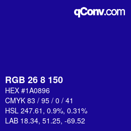 颜色代码: RGB 26 8 150 | qconv.com
