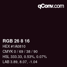Color code: RGB 26 8 16 | qconv.com