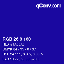 Farbcode: RGB 26 8 160 | qconv.com