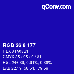 Color code: RGB 26 8 177 | qconv.com