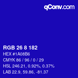 Color code: RGB 26 8 182 | qconv.com