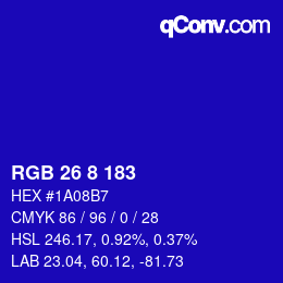 Color code: RGB 26 8 183 | qconv.com