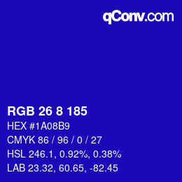 Color code: RGB 26 8 185 | qconv.com