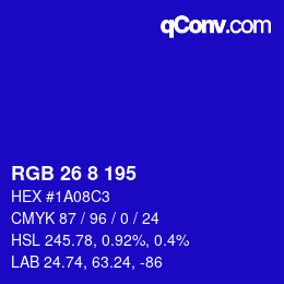 カラーコード: RGB 26 8 195 | qconv.com