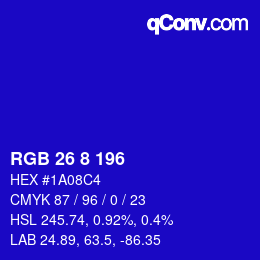 Color code: RGB 26 8 196 | qconv.com