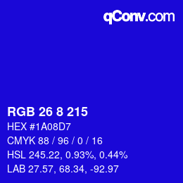 Color code: RGB 26 8 215 | qconv.com