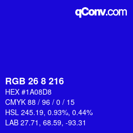 カラーコード: RGB 26 8 216 | qconv.com