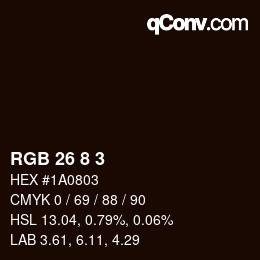 カラーコード: RGB 26 8 3 | qconv.com