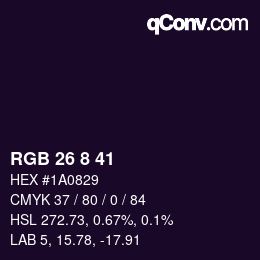 Color code: RGB 26 8 41 | qconv.com