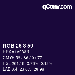 カラーコード: RGB 26 8 59 | qconv.com