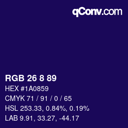 Color code: RGB 26 8 89 | qconv.com