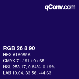 颜色代码: RGB 26 8 90 | qconv.com