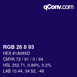 Color code: RGB 26 8 93 | qconv.com