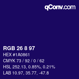 Color code: RGB 26 8 97 | qconv.com
