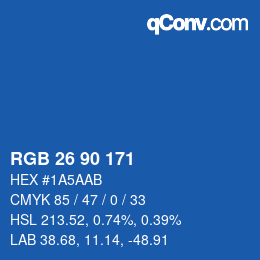 Color code: RGB 26 90 171 | qconv.com