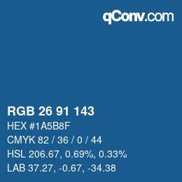 Color code: RGB 26 91 143 | qconv.com