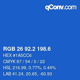 カラーコード: RGB 26 92.2 198.6 | qconv.com
