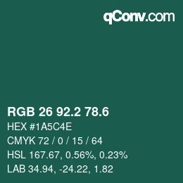カラーコード: RGB 26 92.2 78.6 | qconv.com