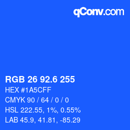 カラーコード: RGB 26 92.6 255 | qconv.com